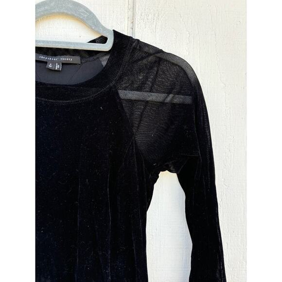 theyskens + theory Black Mini Dress, Sheer Sleeves, Sz P / TP - Picture 4 of 7